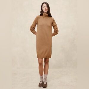Banana Republican Turtleneck Sweater Dress Camel Heather M NWT